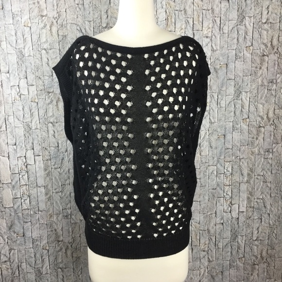 White House Black Market Tops - White House Black Market black open weave top SZ M